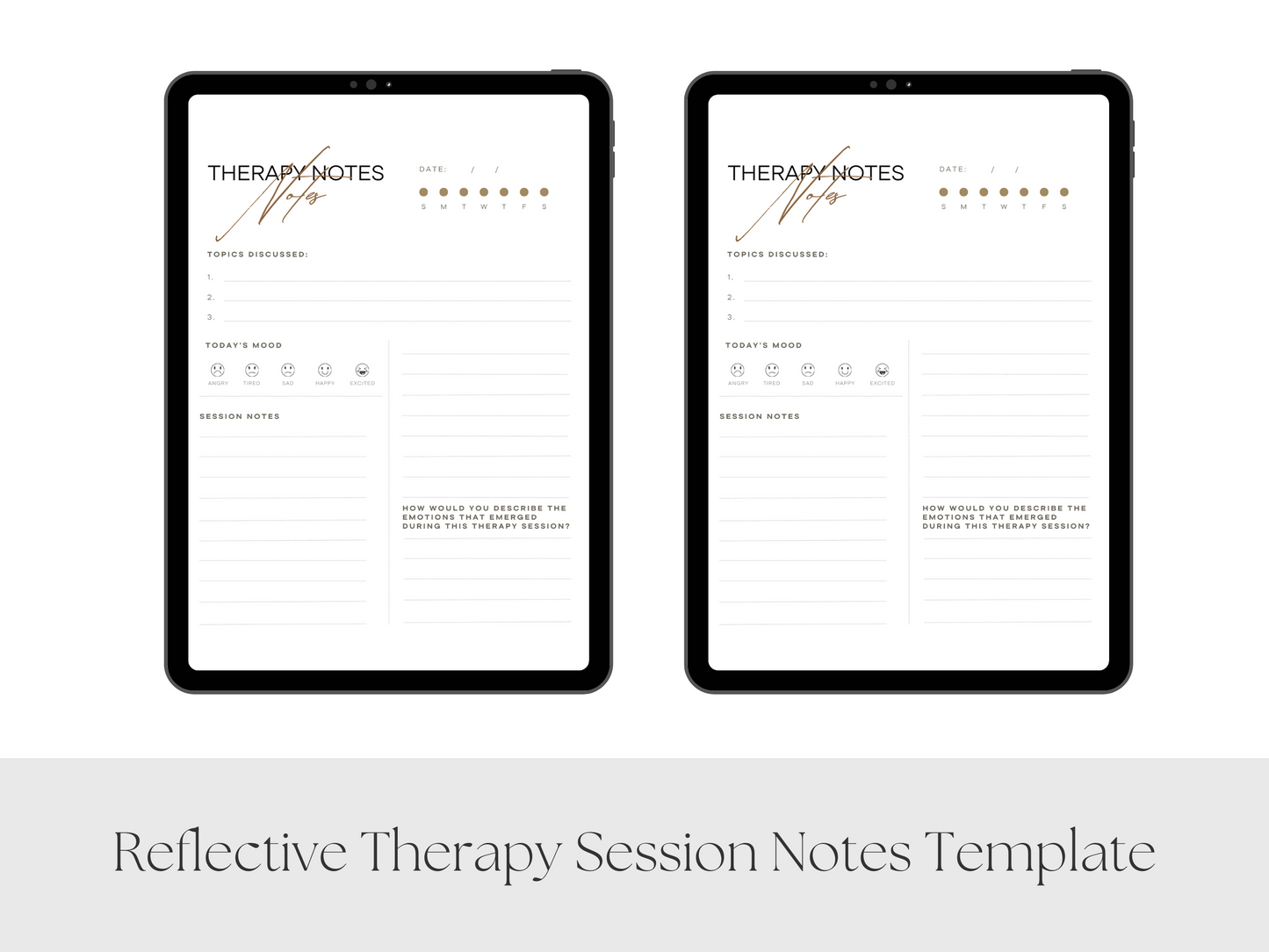 Reflective Therapy Session Notes Digital Template