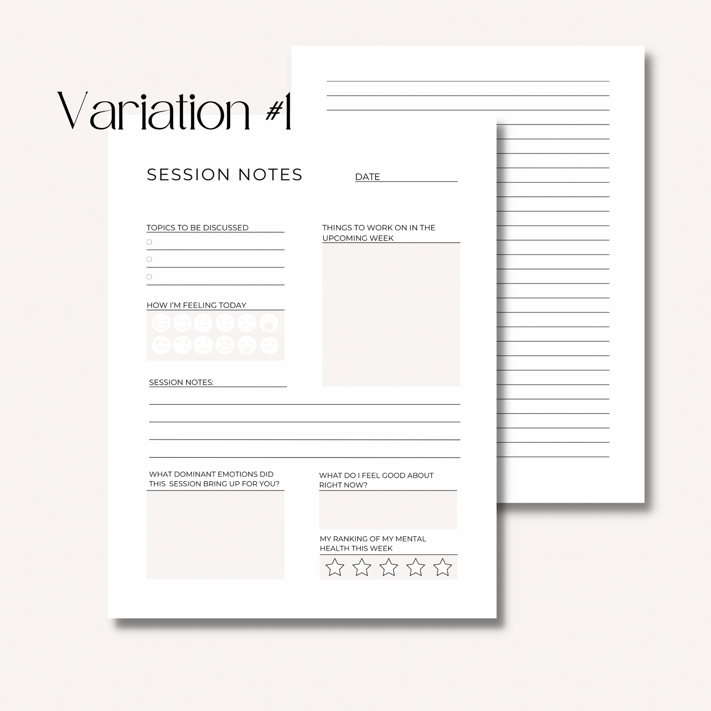 Therapy Session Notes Template | Printable | Therapy Session Log Template