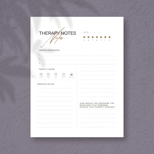 Reflective Therapy Session Notes Digital Template