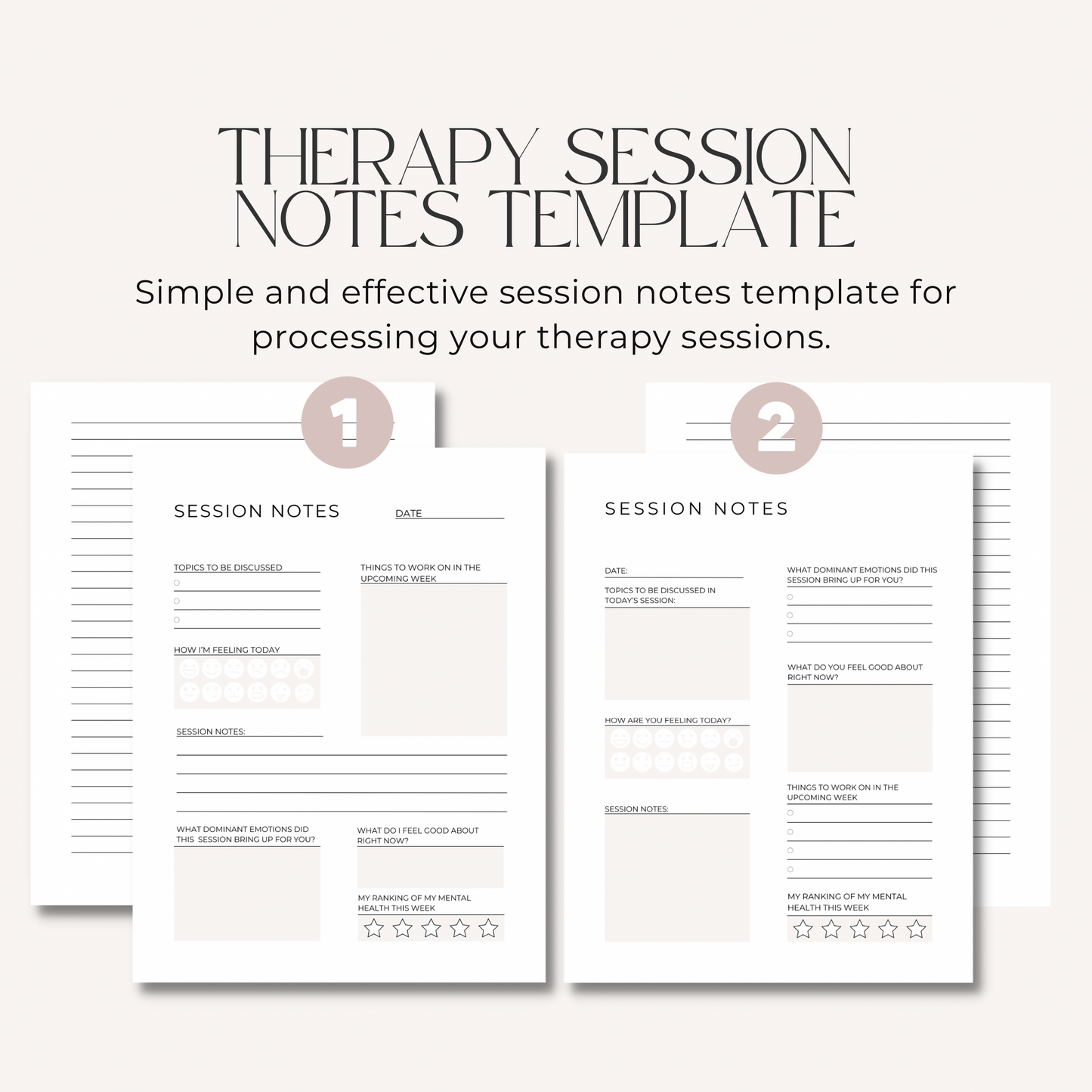 Therapy Session Notes Template | Printable | Therapy Session Log Template