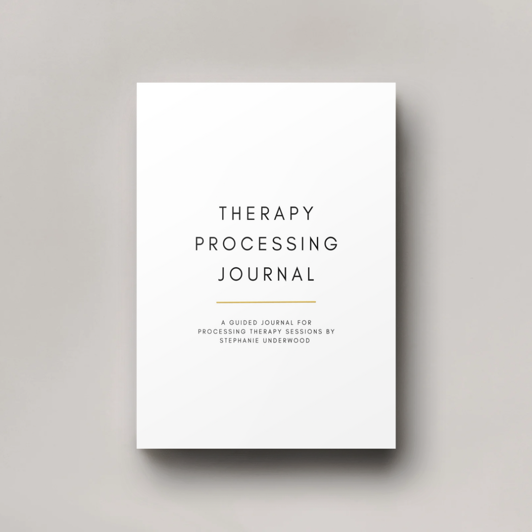 Therapy Processing Digital Workbook Cover in White with a Beige background
