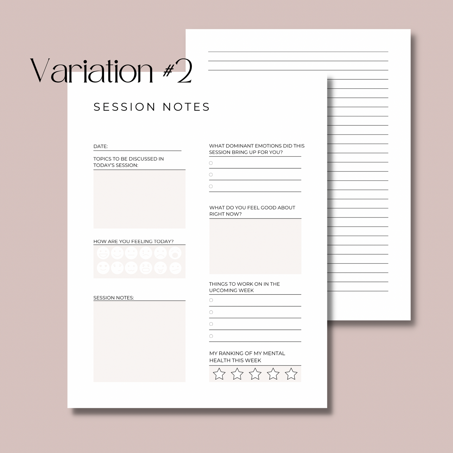 Therapy Session Notes Template | Printable | Therapy Session Log Template